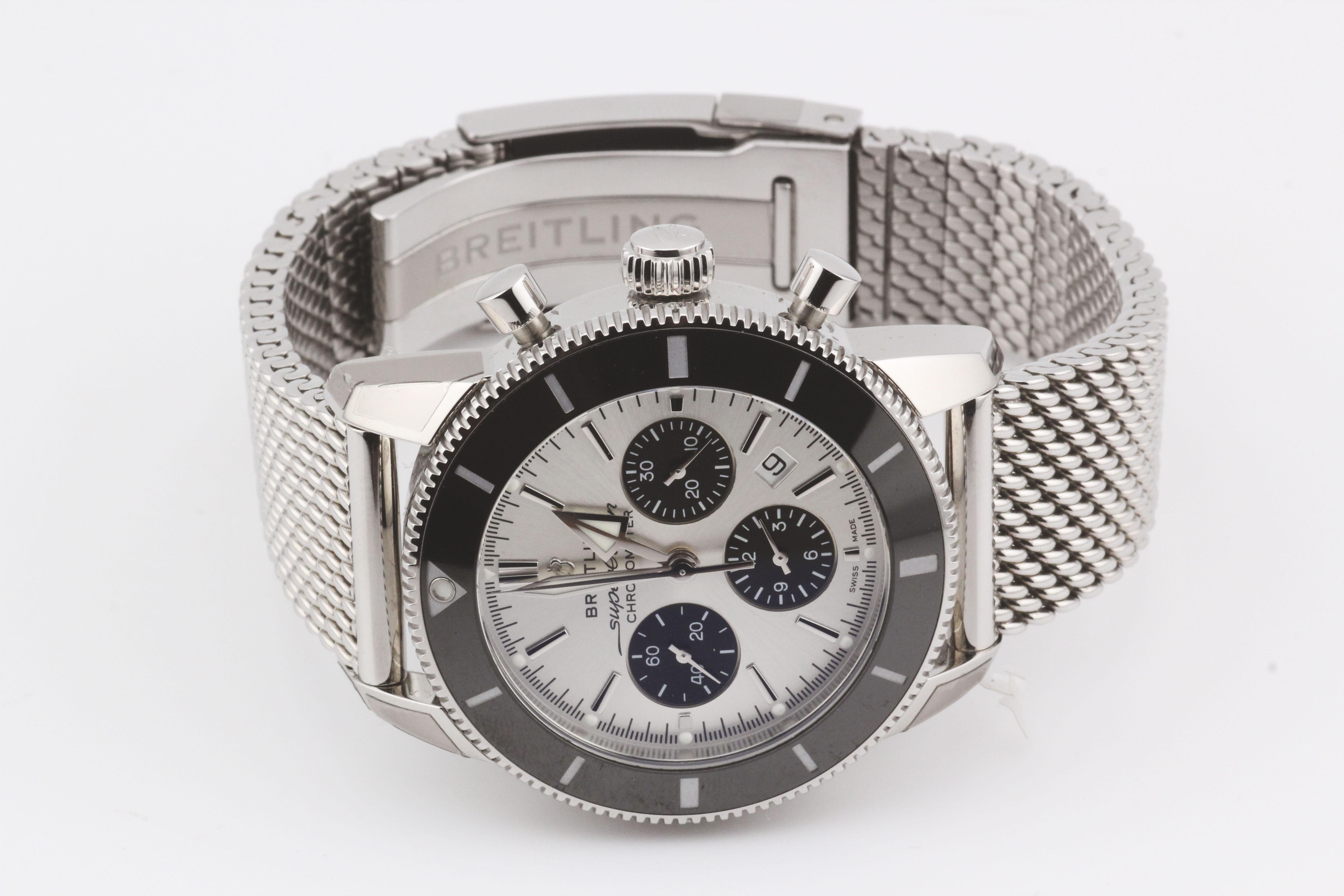 Men's Breitling Superocean Heritage Steel Automatic Chronograph Watch 44mm AB0162