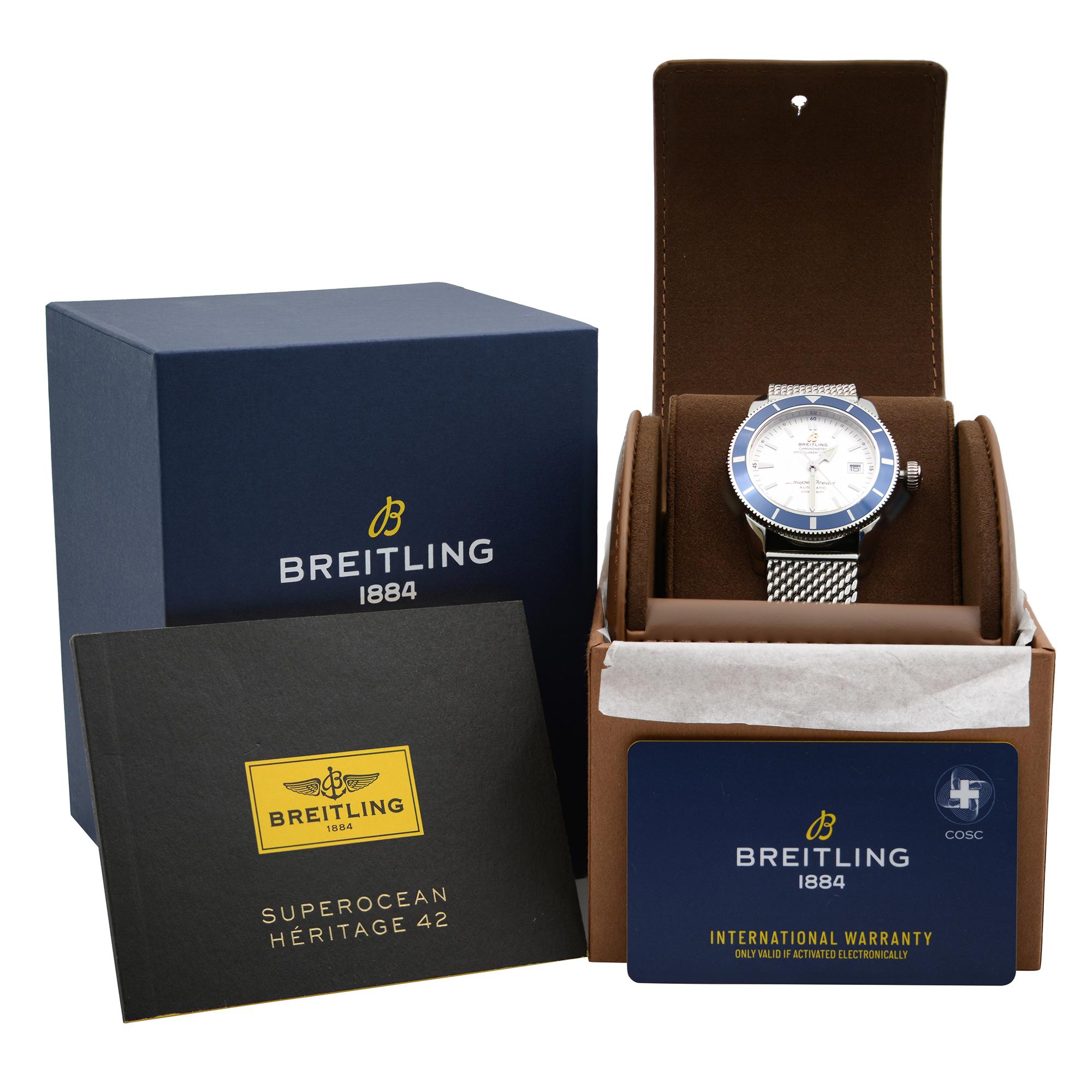 Breitling Superocean Heritage White Dial Automatic Mens Watch A1732116/G717-154A In Good Condition In New York, NY