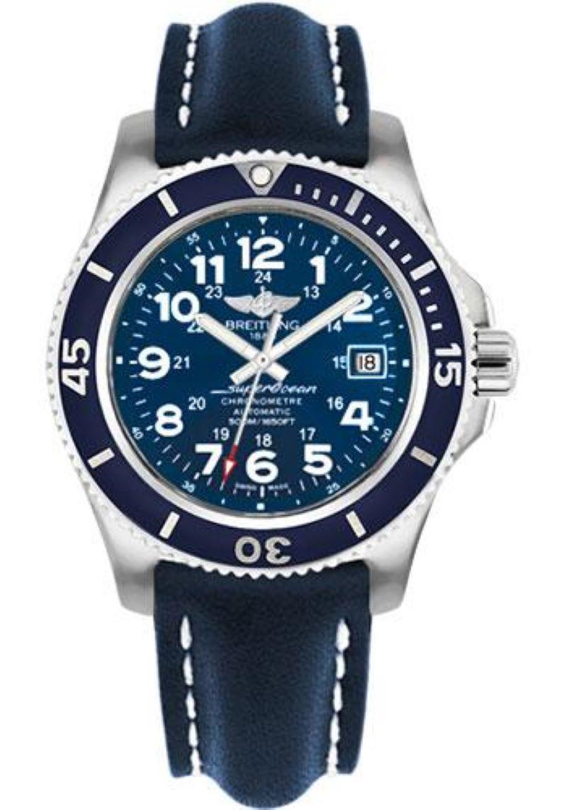 Breitling Superocean II, Leather Strap, Deployant Men's Watch For Sale 1
