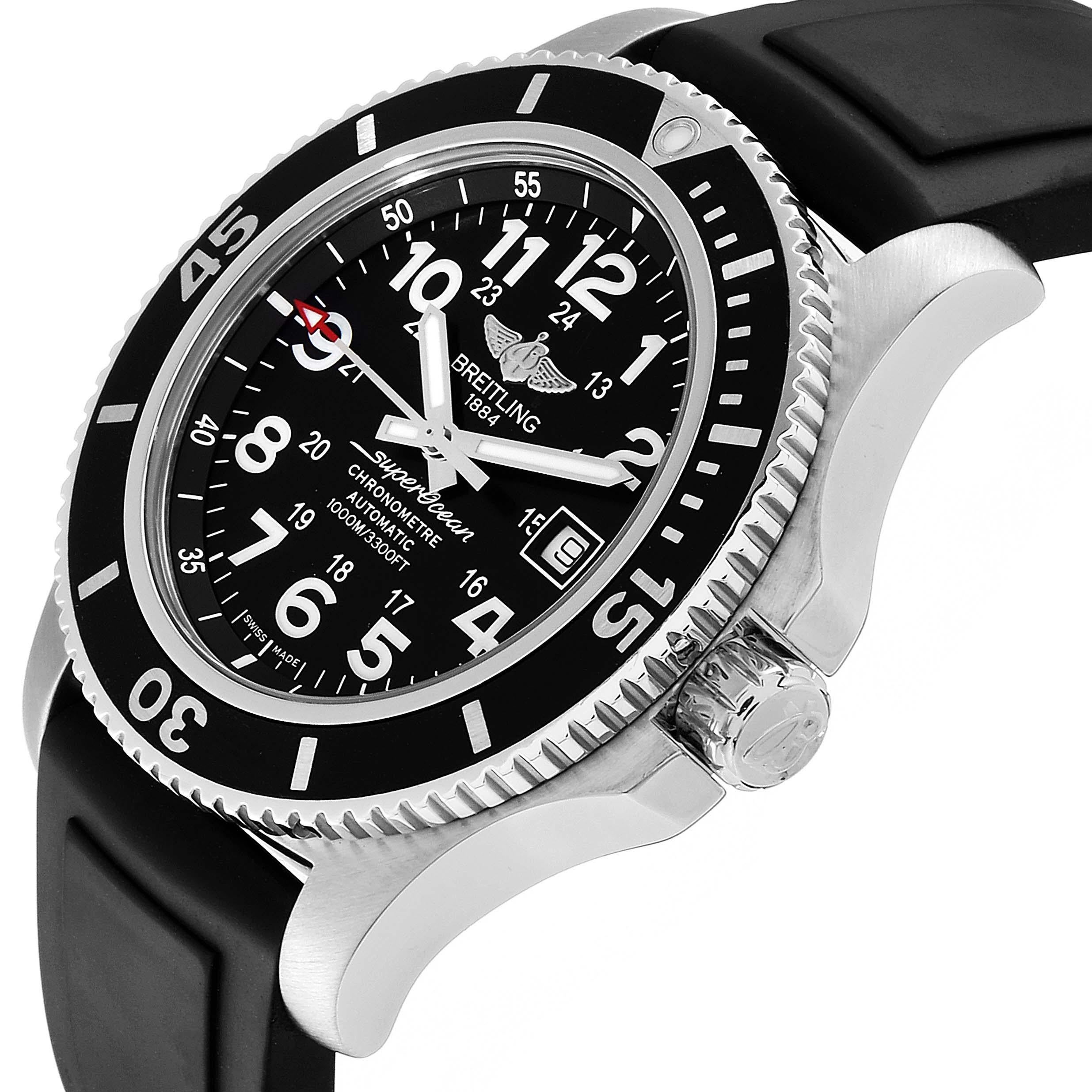 Breitling Superocean II 44 Black Dial Rubber Strap Men's Watch A17392 For Sale 1