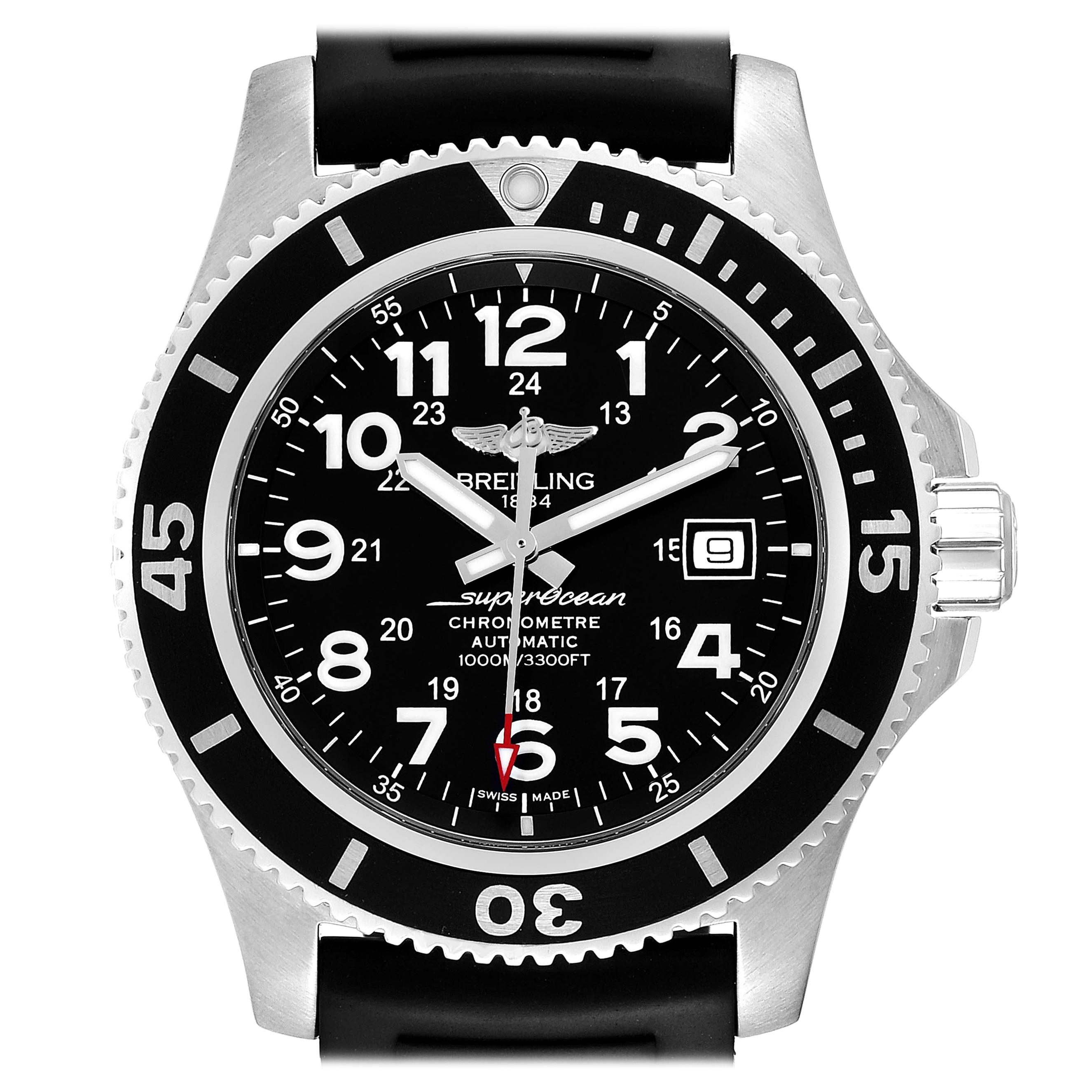 Breitling Superocean II 44 Black Dial Rubber Strap Men's Watch A17392 For Sale