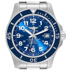 Breitling Superocean II 44 Blue Dial Steel Mens Watch A17392 Box Papers