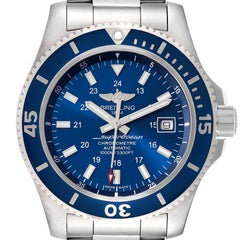 Breitling Superocean II 44 Gun Blue Dial Mens Watch A17392 Box Card