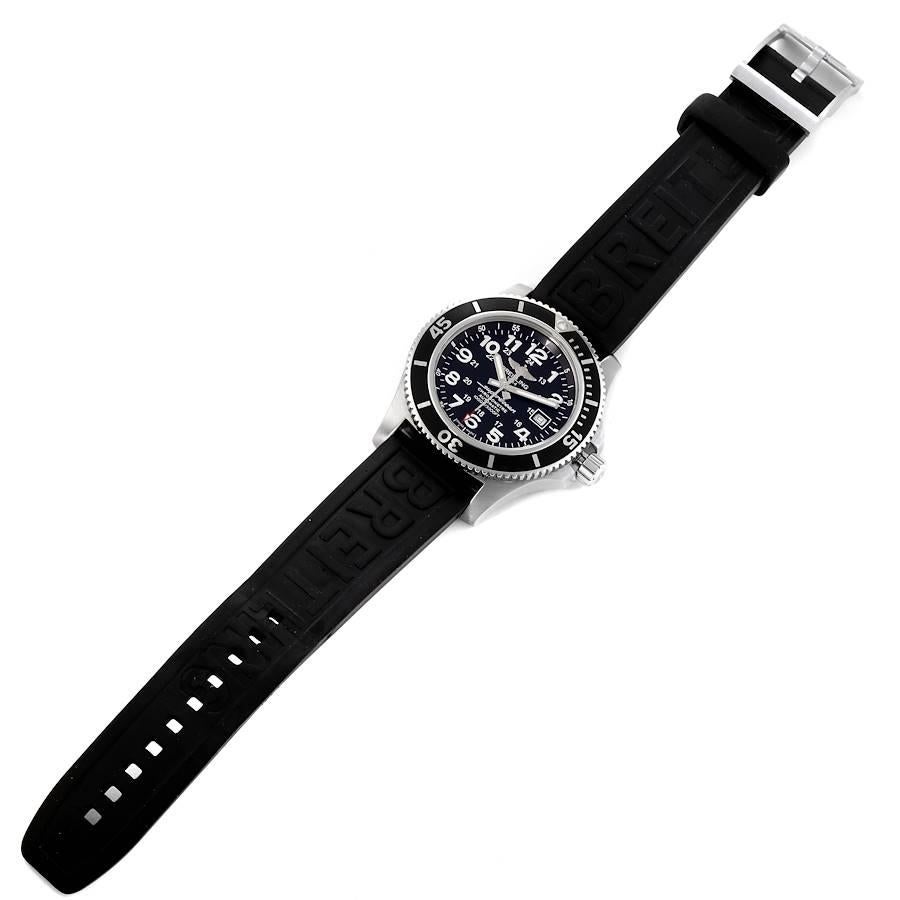 Breitling Superocean II Black Dial Steel Mens Watch A17392 Box Papers For Sale 4