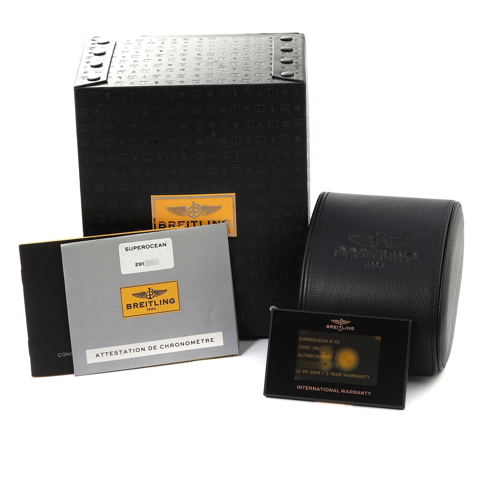 Breitling Superocean II Black Dial Steel Mens Watch A17365 Box Card 6