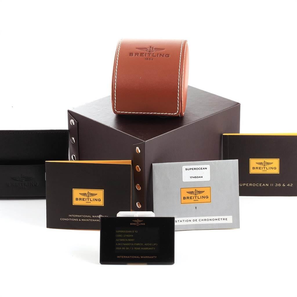 Breitling Superocean II Black Dial Steel Men's Watch A17365 Box Papers For Sale 8