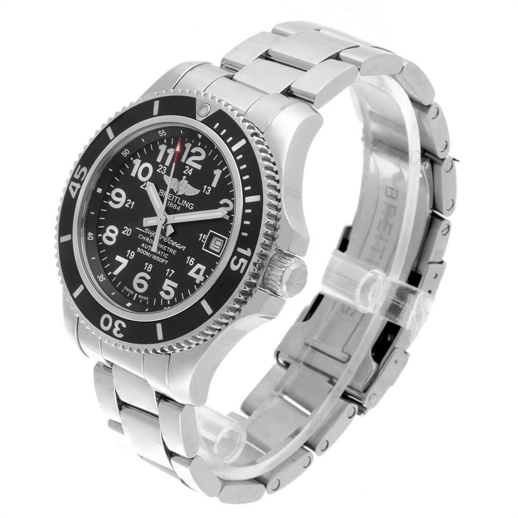 Breitling Superocean II Black Dial Steel Men's Watch A17365 Box Papers For Sale 1