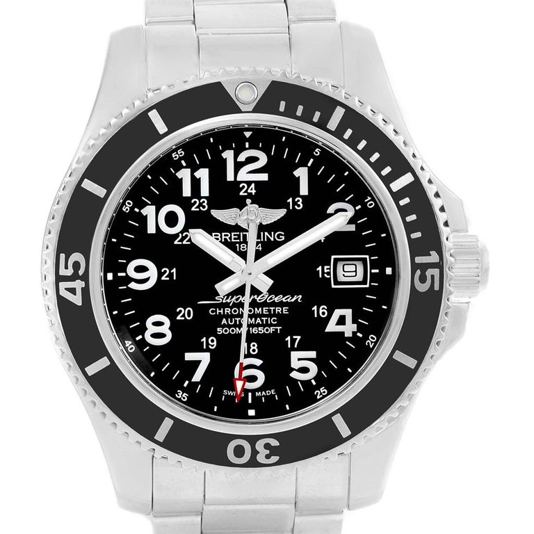 Breitling Superocean II Black Dial Steel Men’s Watch A17365 For Sale at ...