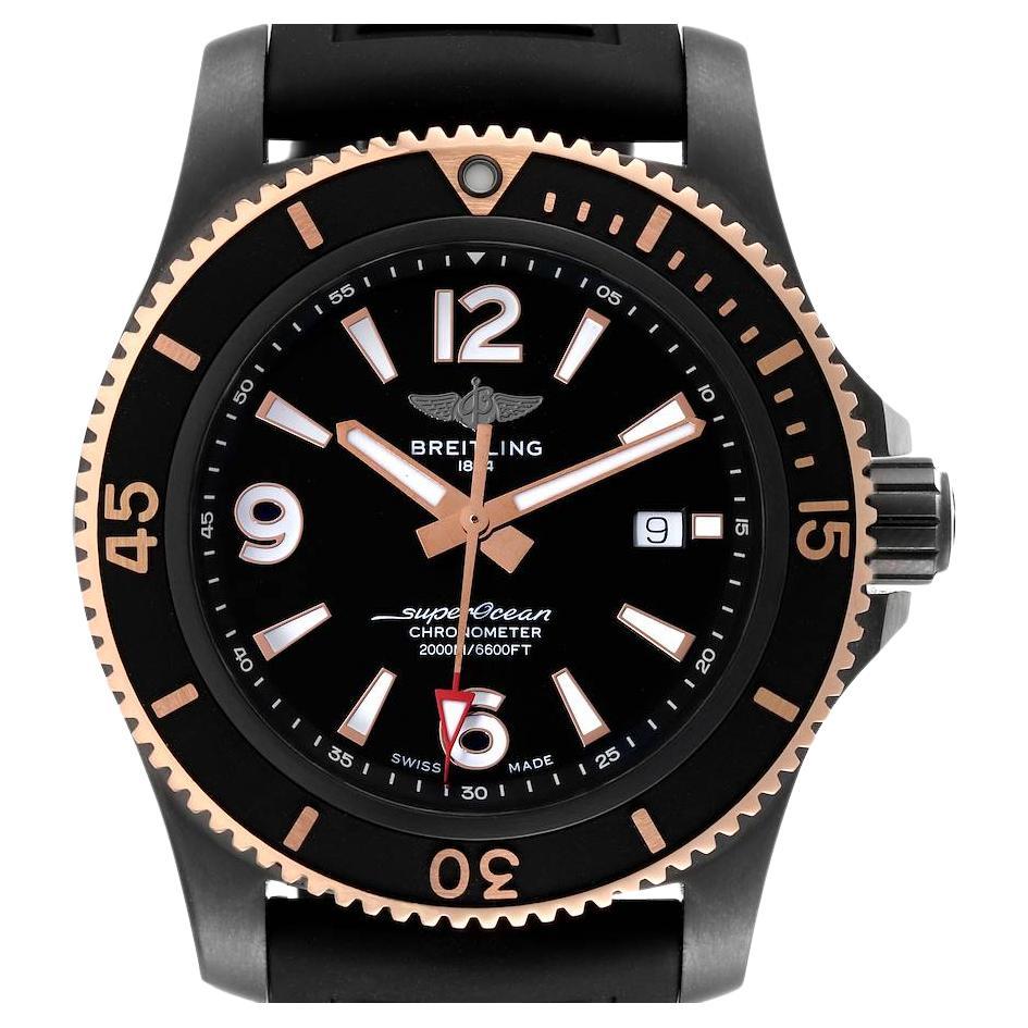 Breitling Superocean II Montre pour homme en acier noir et or rose U17368 Boîte Card en vente