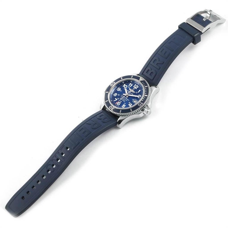 Breitling Superocean II Blue Dial Steel Men's Watch A17365 Box Papers ...