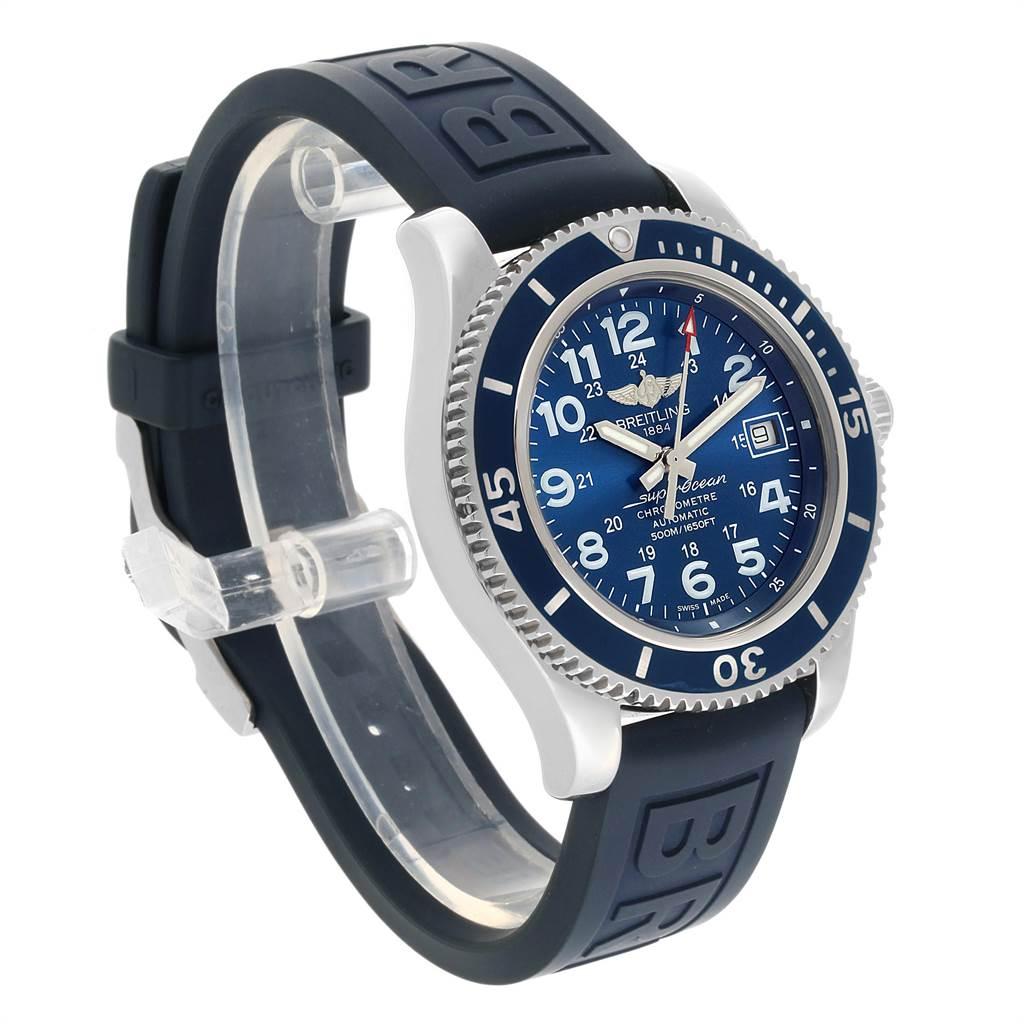 Breitling Superocean II Blue Dial Steel Men's Watch A17365 Box Papers For Sale 1