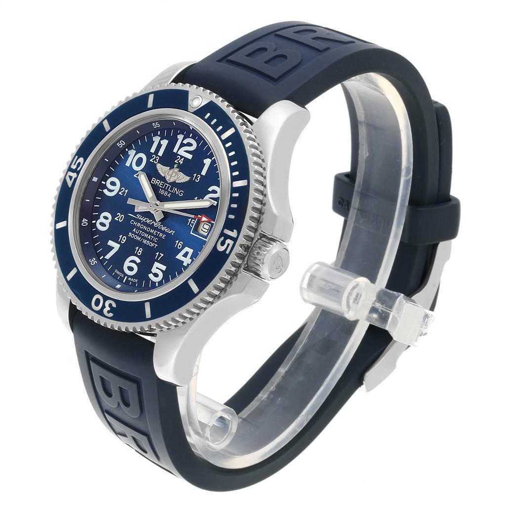 Breitling Superocean II Blue Dial Steel Men's Watch A17365 Box Papers For Sale 2