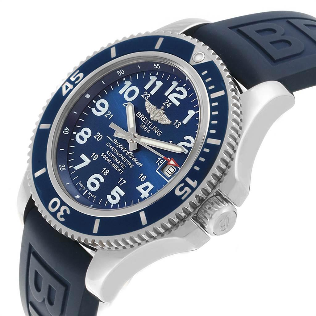 Breitling Superocean II Blue Dial Steel Men's Watch A17365 Box Papers For Sale 3