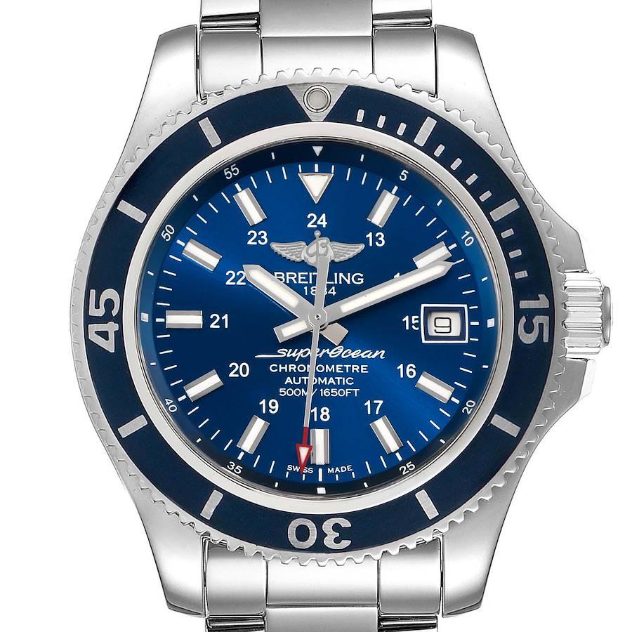 Breitling Superocean II Blue Dial Steel Mens Watch A17365 Box Papers