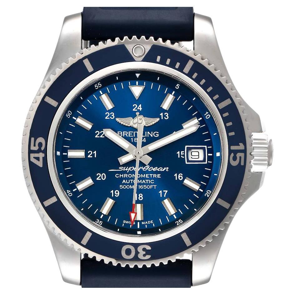 Breitling Superocean II Blue Dial Steel Mens Watch A17365 Box Papers For Sale