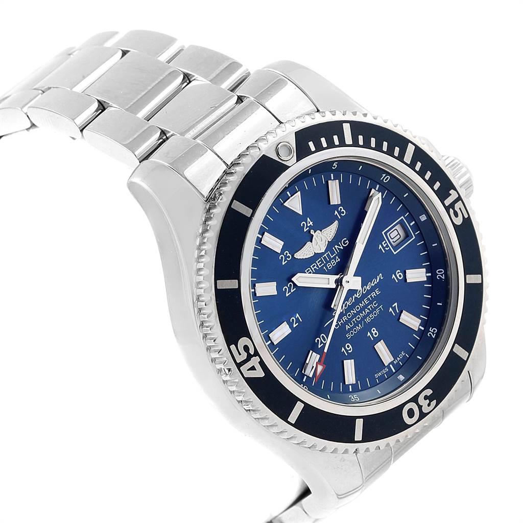 Breitling Superocean II Blue Dial Steel Men's Watch A17365 In Excellent Condition For Sale In Atlanta, GA