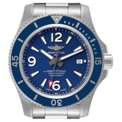 Breitling Superocean II Stahl-Herrenuhr mit blauem Zifferblatt A17367 Ungetragen