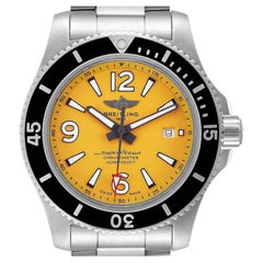 Breitling Superocean II Yellow Dial Steel Mens Watch A17367 Box Card
