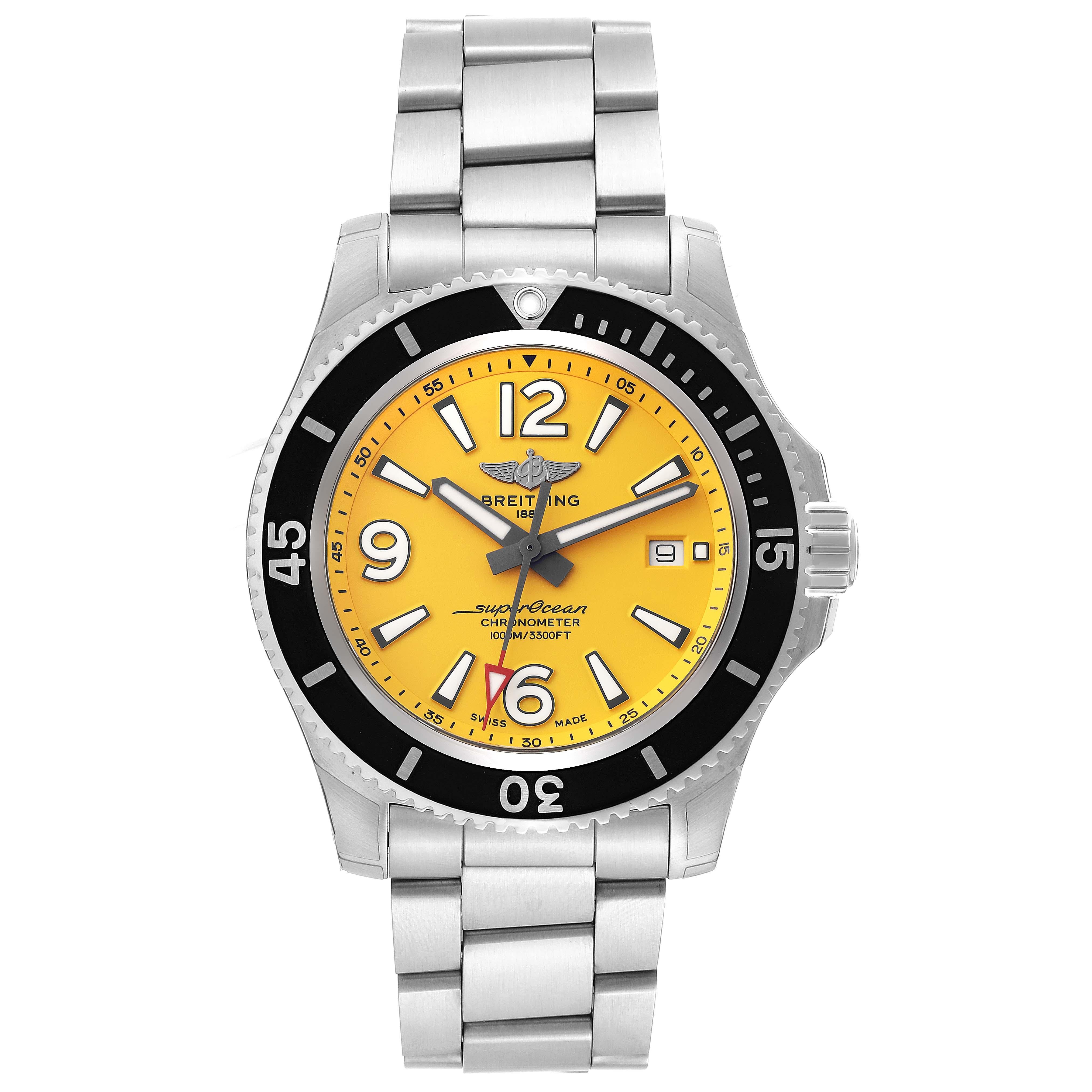 Breitling Superocean II Yellow Dial Steel Mens Watch A17367 Unworn 1