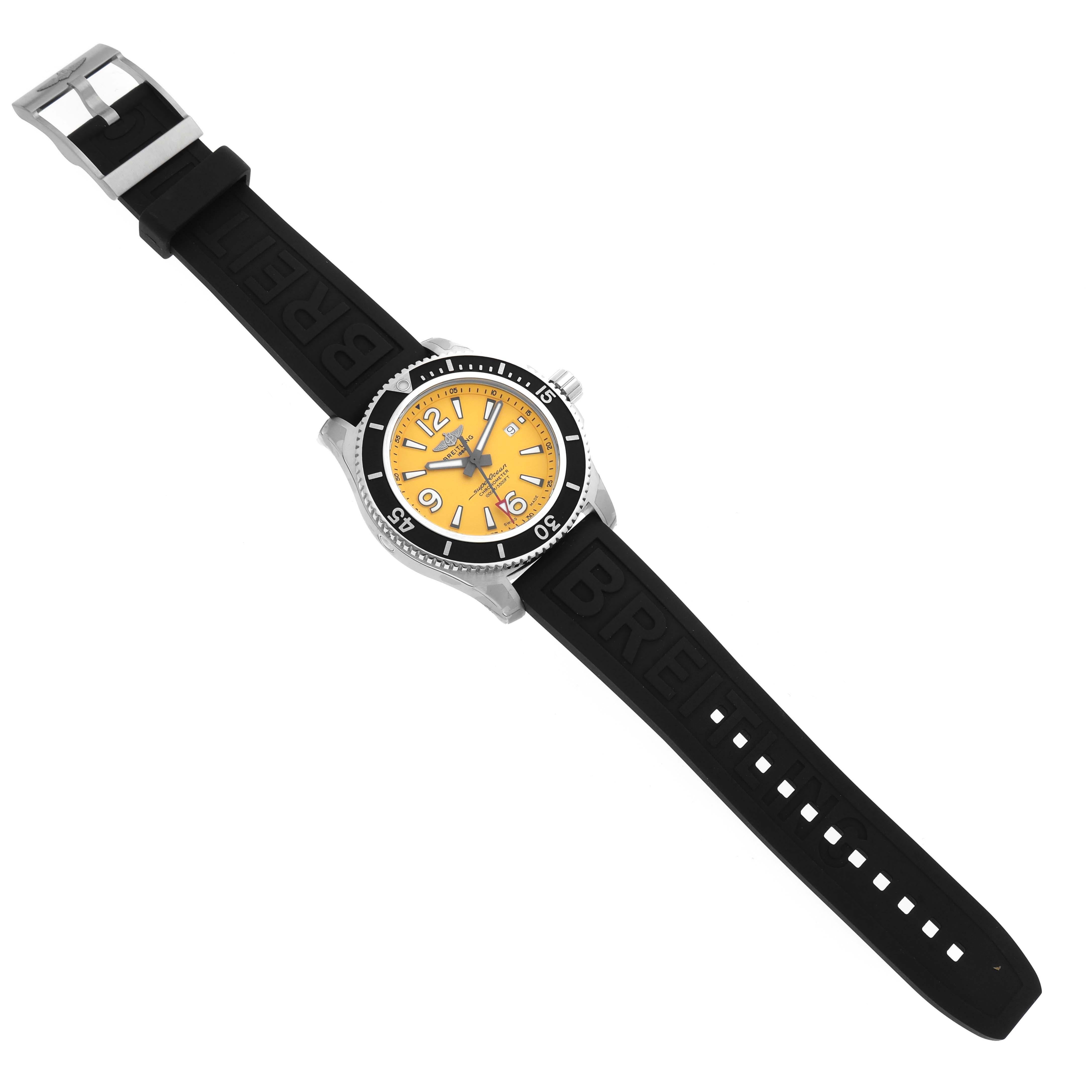 Breitling Superocean II Yellow Dial Steel Mens Watch A17367 Unworn For Sale 1
