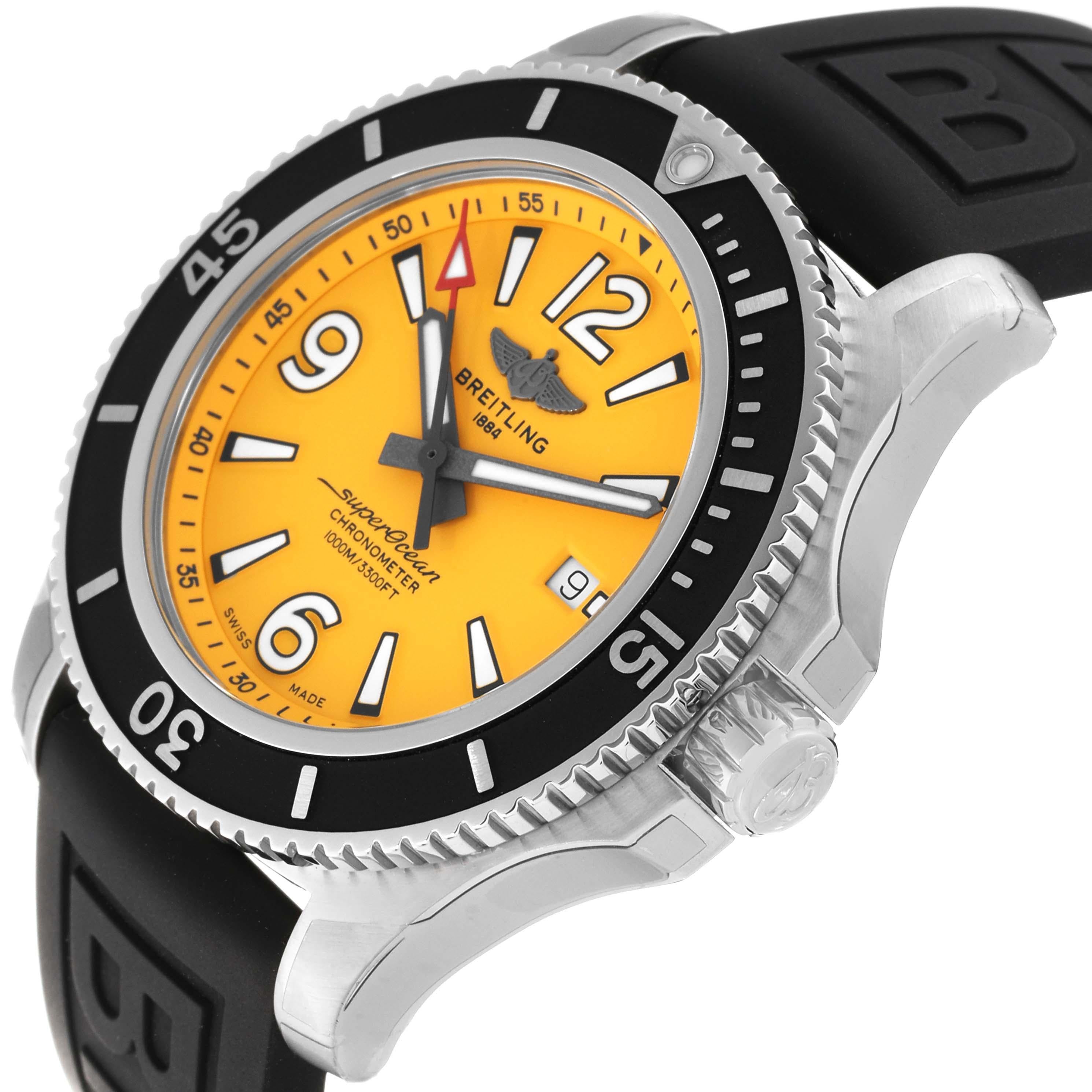 Breitling Superocean II Yellow Dial Steel Mens Watch A17367 Unworn For Sale 2