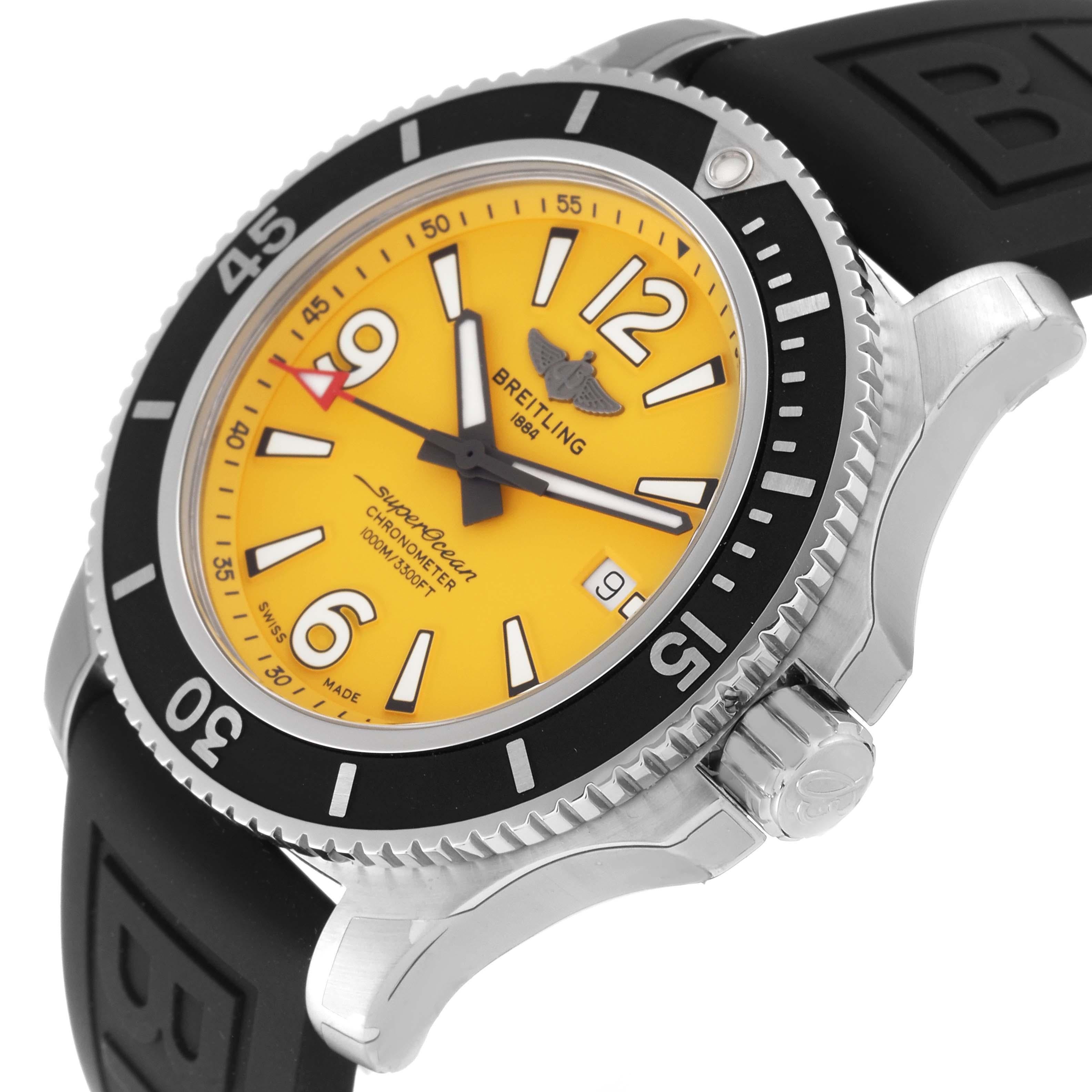 Breitling Superocean II Yellow Dial Steel Mens Watch A17367 Unworn For Sale 3