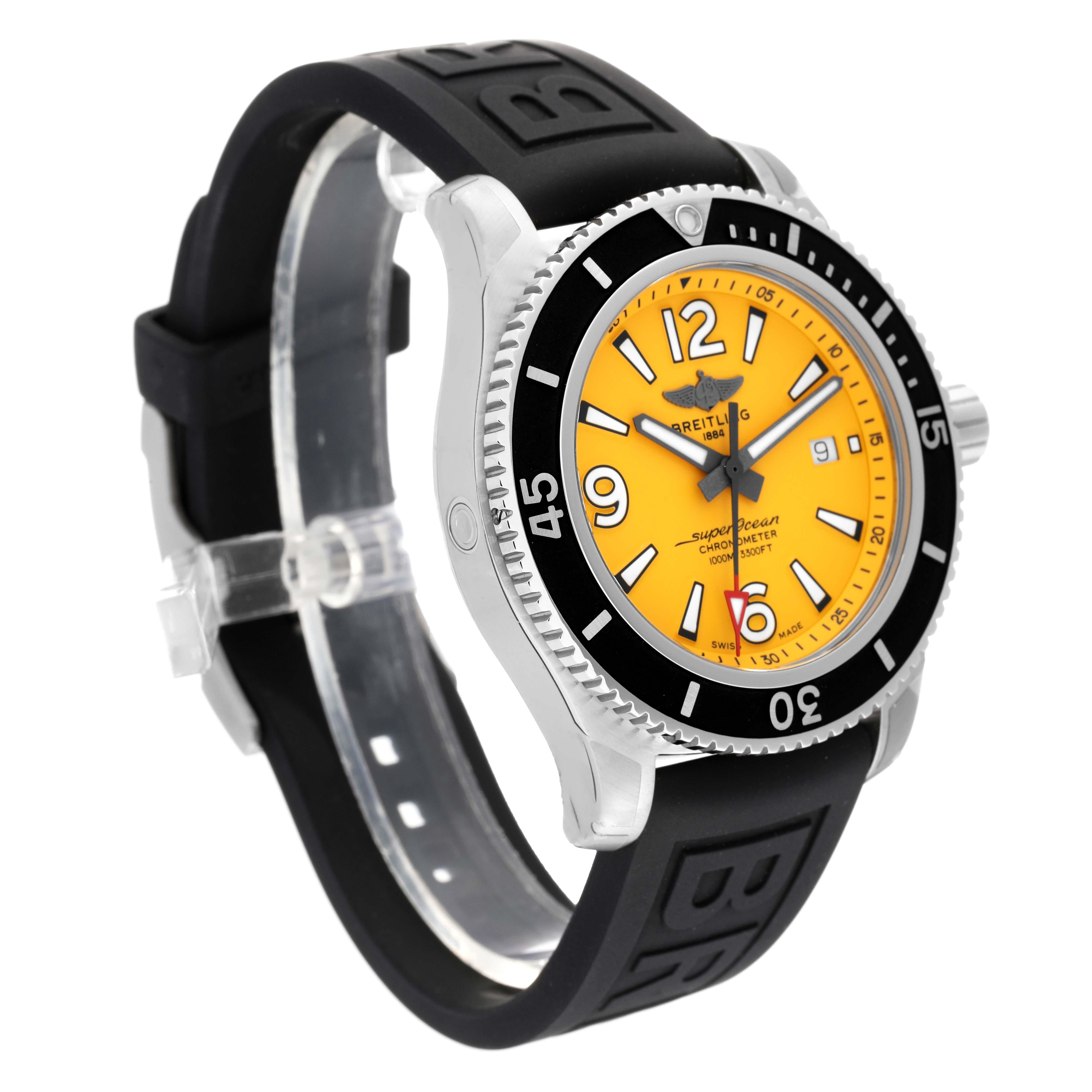 Breitling Superocean II Yellow Dial Steel Mens Watch A17367 Unworn For Sale 3