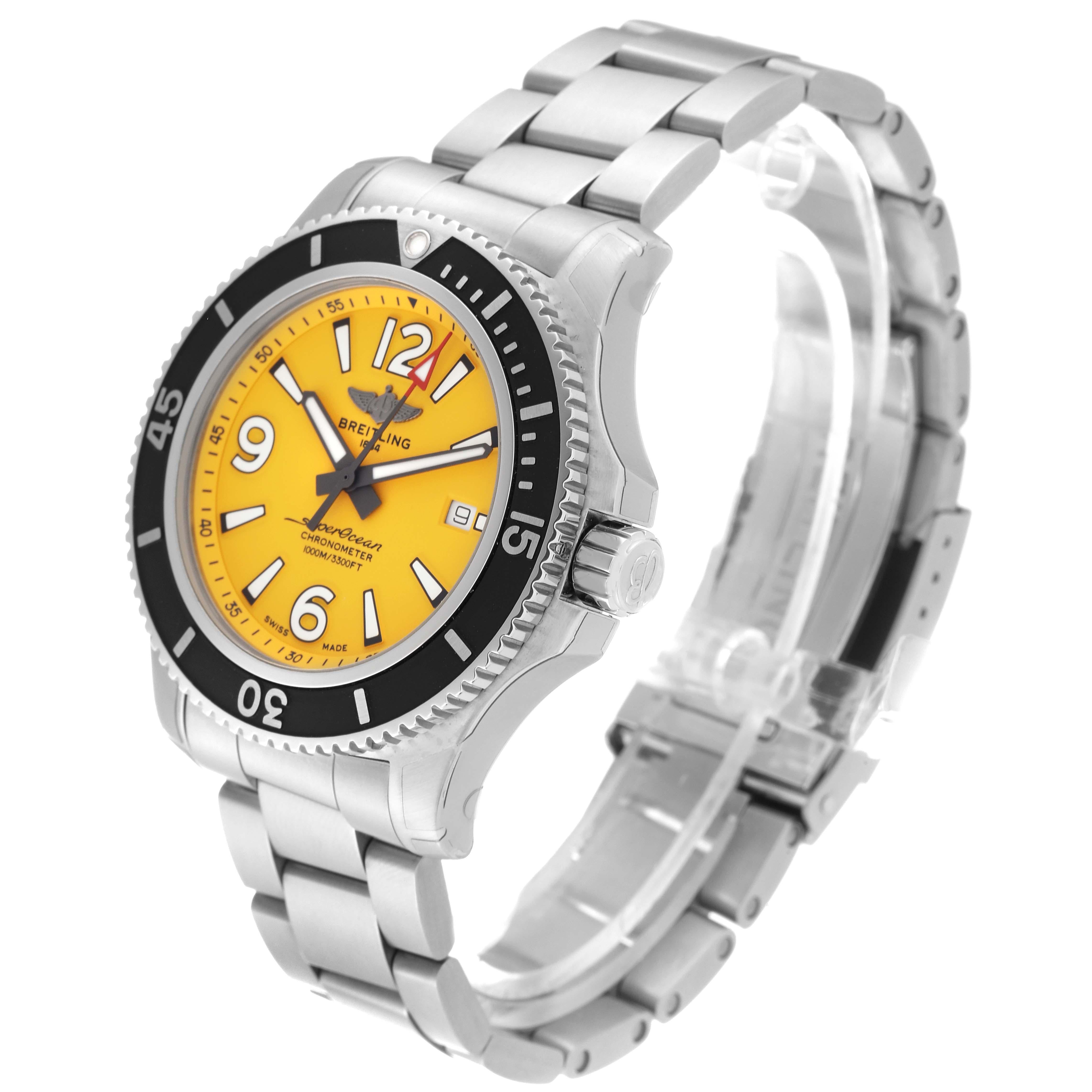 Breitling Superocean II Yellow Dial Steel Mens Watch A17367 Unworn 4