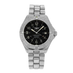 Breitling Superocean Stahl schwarzes Zifferblatt Datum Automatik Herrenuhr A17345
