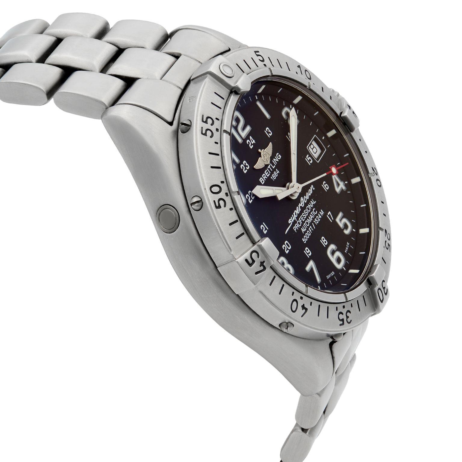 Breitling Superocean Steel Black Dial Date Automatic Men's Watch A17345 1