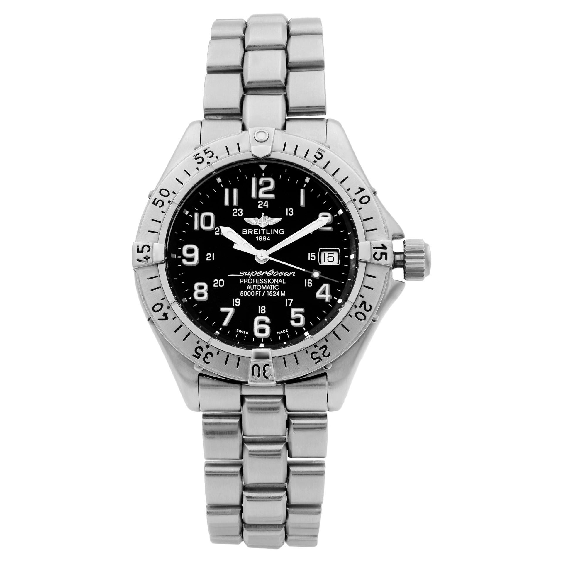 Breitling Superocean Steel Black Dial Date Automatic Men's Watch A17345