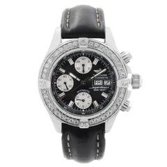 Breitling Superocean Stahl Diamant schwarzes Zifferblatt automatische Herrenuhr A13340