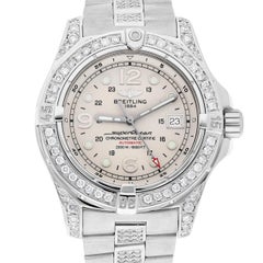 Breitling SuperOcean Steelfish A17390 Cream Dial 44mm Custom Diamond Watch