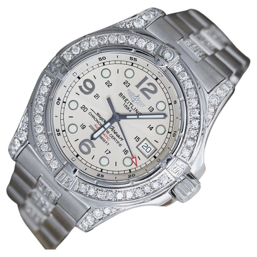 Breitling Superocean Steelfish Automatic A17390 Diamond Mens Luxury Watch For Sale