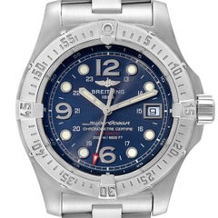 Breitling Superocean Steelfish Blue Dial Steel Mens Watch A17390 Box Papers