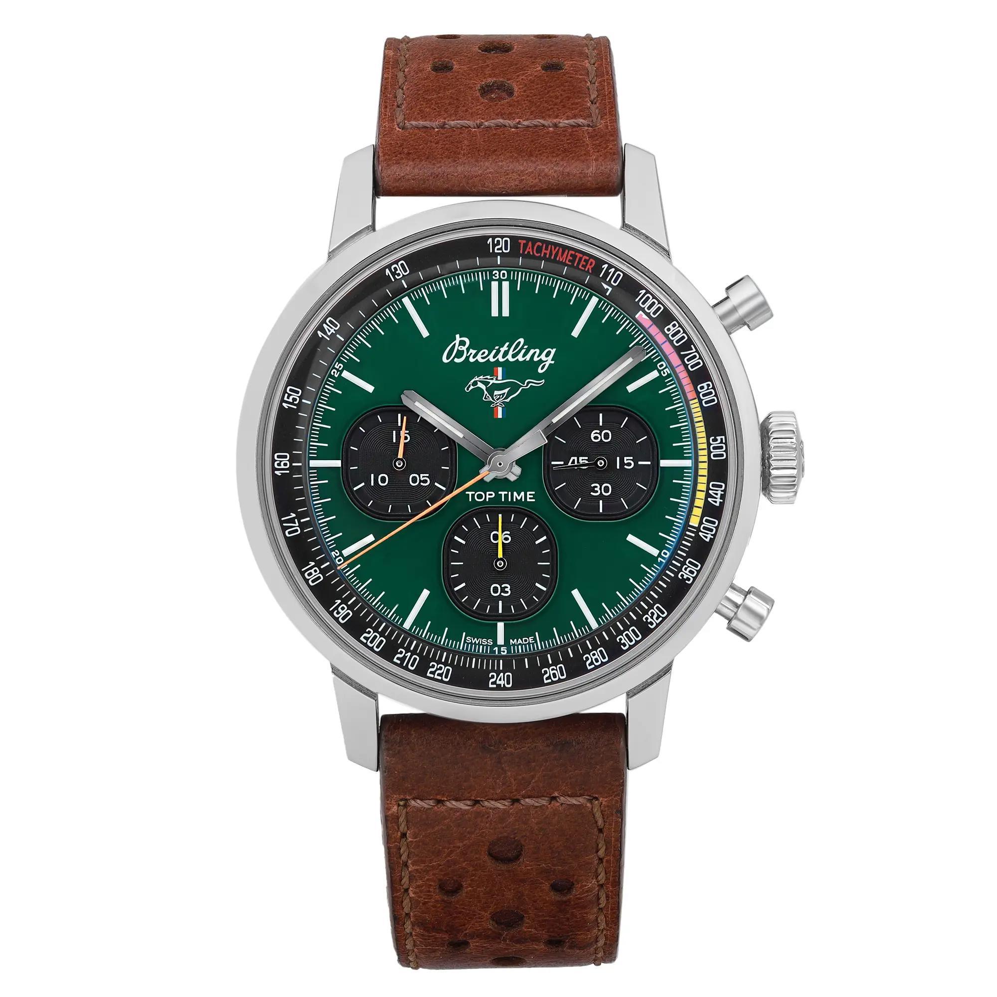 Breitling Top Time Ford Mustang 42mm Steel Green Dial Watch A253101A1L1X1