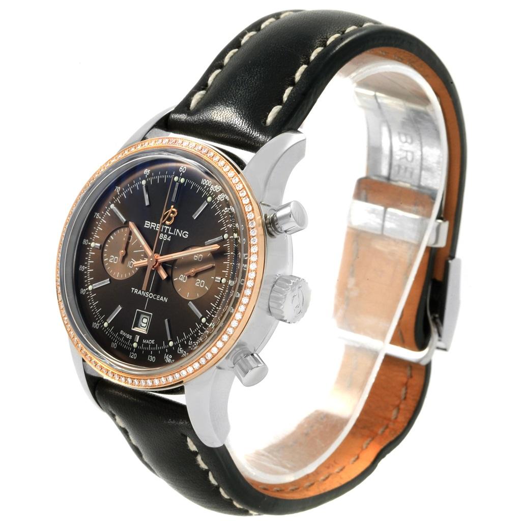Breitling Transocean 38 Stahl Roségold Diamant Herrenuhr U41310 2