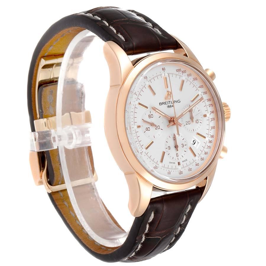 Breitling Transocean Rose Gold Men's Watch RB0152 Box In Excellent Condition For Sale In Atlanta, GA
