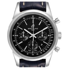 Breitling Transocean Schwarzes Zifferblatt Stahl Herrenuhr AB0152 Box Papiere