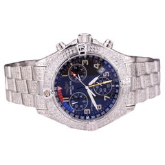 Breitling TransOcean Chrono Quarz Herren 40mm Iced 13ct Diamant Schwarzes Zifferblatt A53040