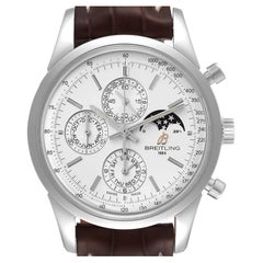 Used Breitling Transocean Chronograph 1461 Perpetual Moonphase Watch A19310 Box Card