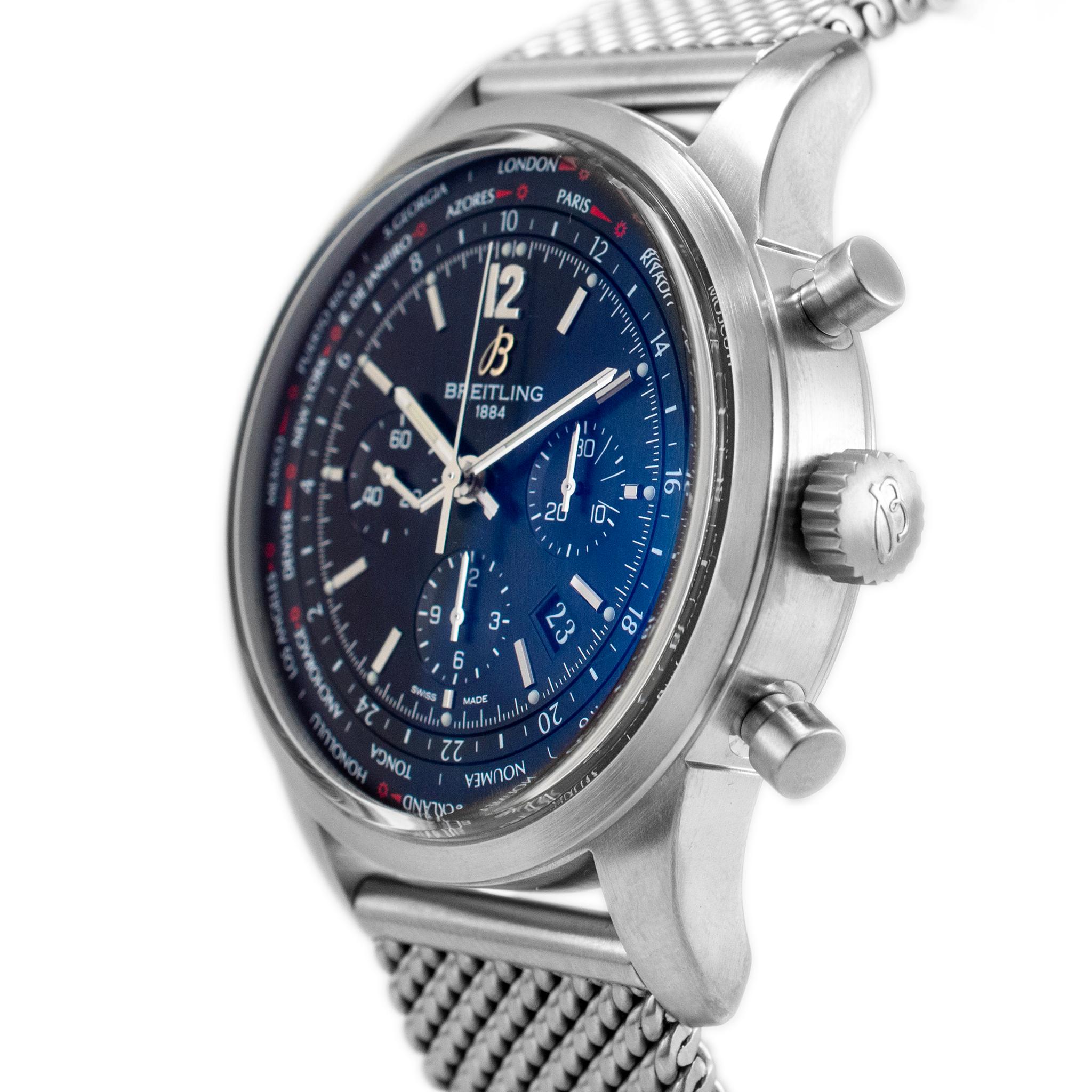Breitling Transocean Chronograph AB0510 46MM Stainless Steel Men’s Watch In Excellent Condition In Houston, TX