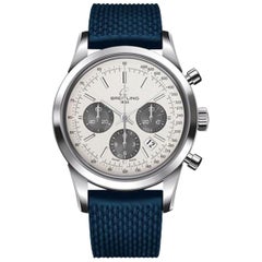 Breitling Transocean Chronograph Stainless Steel Aero Classic Strap Men's Watch