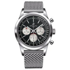 Breitling Transocean Chronograph Stainless Steel Bracelet Men's Watches, AB0152