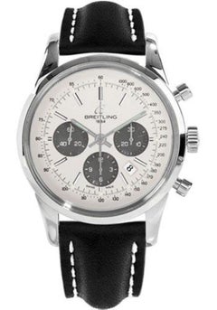 Breitling Transocean Chronograph Stainless Steel, Leather Strap Deployant Watch