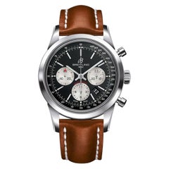 Breitling Transocean Chronograph Stainless Steel, Leather Strap Deployant Watch
