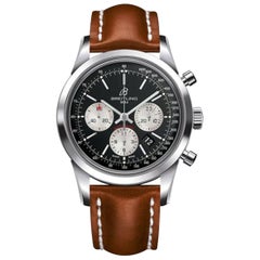 Breitling Transocean Chronograph Stainless Steel, Leather Strap Men's Watch