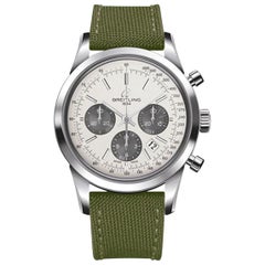 Breitling Transocean Chronograph Stainless Steel, Military Strap Men's Watch