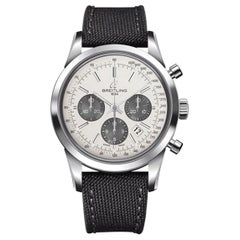 Used Breitling Transocean Chronograph Stainless Steel, Military Strap Men's Watch