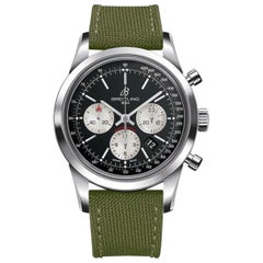 Breitling Transocean Chronograph Stainless Steel, Military Strap Men's Watch